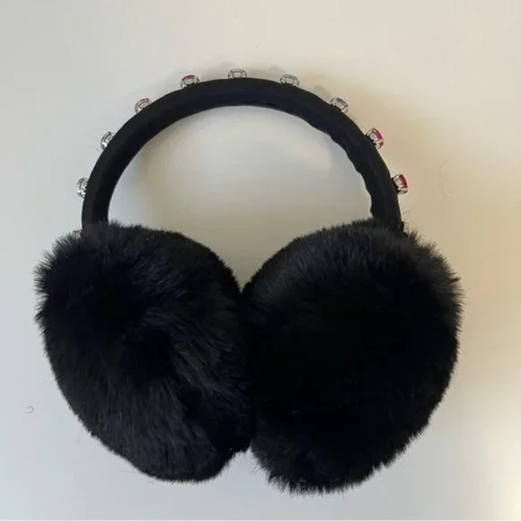 NWOT ♠️ Kate Spade Faux Fur Crystal Jewel Earmuffs - Picture 3 of 3